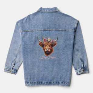 Niedliche, florale/frühlingshaltige Kuh Jeansjacke