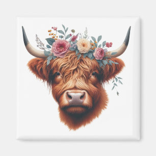 Niedliche, florale/frühlingshaltige Kuh Magnet