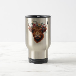 Niedliche, florale/frühlingshaltige Kuh Reisebecher