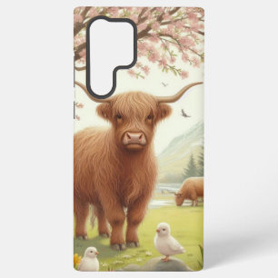 Niedliche, florale/frühlingshaltige Kuh Samsung Galaxy Hülle