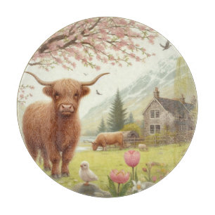 Niedliche, florale/frühlingshaltige Kuh Schneidebrett
