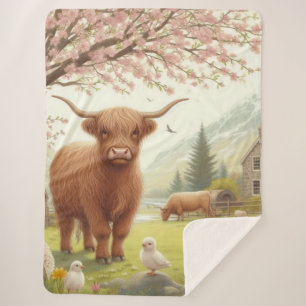 Niedliche, florale/frühlingshaltige Kuh Sherpadecke