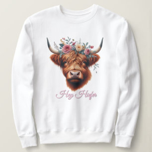 Niedliche, florale/frühlingshaltige Kuh Sweatshirt
