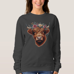 Niedliche, florale/frühlingshaltige Kuh Sweatshirt