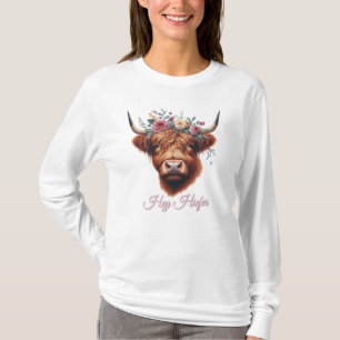 Niedliche, florale/frühlingshaltige Kuh T-Shirt