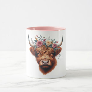 Niedliche, florale/frühlingshaltige Kuh Tasse