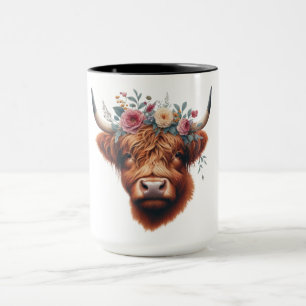 Niedliche, florale/frühlingshaltige Kuh Tasse
