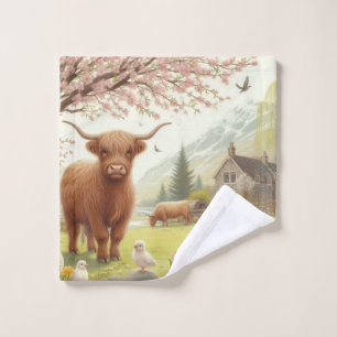 Niedliche, florale/frühlingshaltige Kuh Waschlappen