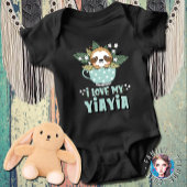 Niedliche florale Kawaii Raccoon I Liebe My Yiayia Baby Strampler