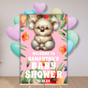 Niedliche florale Koala Pink Babydusche Willkommen Acrylschild