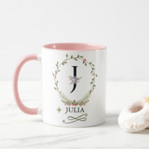 Niedliche florale Letter J Monogram-Tasse