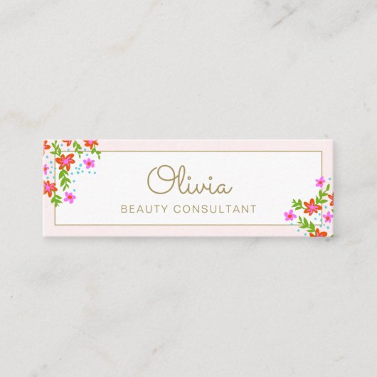 Niedliche florale Mini-Visitenkarte Mini Visitenkarte (Vorderseite)