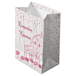 Niedliche florale rosa Moschee Islamisch Ramadan K Mittlere Geschenktüte