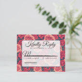 Niedliche florale Rose Hochzeit Rsvp Card (Stehend Vorderseite)