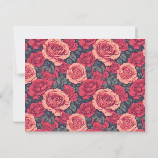 Niedliche florale Rose Hochzeit Rsvp Card (Rückseite)