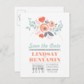 Niedliche, florale Save the Date Postkarten für Fr (Vorne/Hinten)