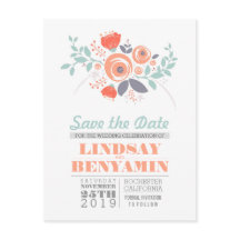 Niedliche, florale Save the Date Postkarten für Fr