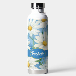 Niedliche florale Tageszeitungen mit Name Trinkflasche
