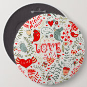 Niedliche florale Valentindesign Button (Vorne & Hinten)