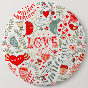 Niedliche florale Valentindesign Button