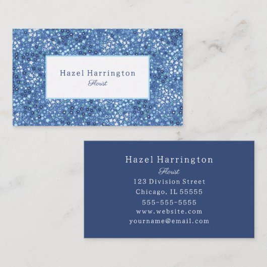 Niedliche florale Visitenkarte Individuelle Blues (Vorne/Hinten)