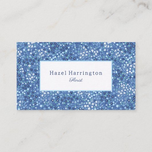 Niedliche florale Visitenkarte Individuelle Blues (Vorderseite)