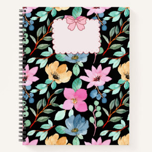 Niedliche florale Watercolor Notebook-Abdeckung Notizblock
