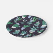 Niedliche flüchtige Illustration des Kaktusmusters Pappteller (Schrägansicht)