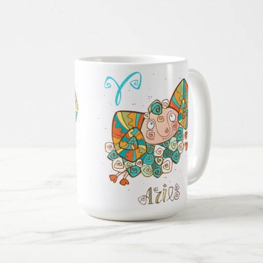Niedliche Fluffy Aries Kaffeetasse (VorderseiteRechts)
