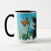 Niedliche Fluffy Black Kitten und Daisies Art Tasse (Links)