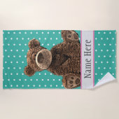 Niedliche Fluffy Brown Bear Animal Wild Name Kids Strandtuch (Vorderseite)