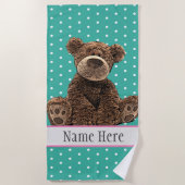 Niedliche Fluffy Brown Bear Animal Wild Name Kids Strandtuch (Vorderseite)