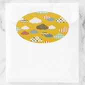 Niedliche Fluffy Cloud Patterns Polka Dots Stripes Ovaler Aufkleber (Tasche)
