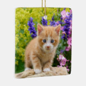 Niedliche Fluffy Ginger Baby Cat Kitten in Blume H Keramikornament (Rechts)