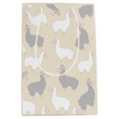 Niedliche Fluffy Gray & White Llamas Mittlere Geschenktüte (Vorderseite)