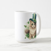 NIEDLICHE FLUFFY-KATZE, DIE FÜR STARTPATRICKS TAG  KAFFEETASSE (VorderseiteRechts)