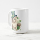 NIEDLICHE FLUFFY-KATZE, DIE FÜR STARTPATRICKS TAG  KAFFEETASSE (Vorderseite Links)