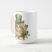 NIEDLICHE FLUFFY-KATZE, DIE FÜR STARTPATRICKS TAG  KAFFEETASSE (Vorderseite Links)