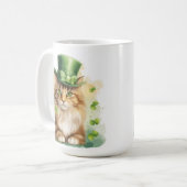NIEDLICHE FLUFFY-KATZE, DIE FÜR STARTPATRICKS TAG  KAFFEETASSE (Vorderseite Links)