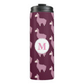 Niedliche Fluffy Pink Llamas mit Initial Thermosbecher (Vorderseite)