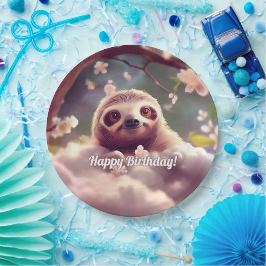 Niedliche Fluffy Sloth Paper-Teller Pappteller (Party)