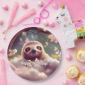 Niedliche Fluffy Sloth Paper-Teller Pappteller (Party)