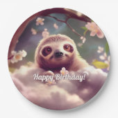 Niedliche Fluffy Sloth Paper-Teller Pappteller (Vorderseite)