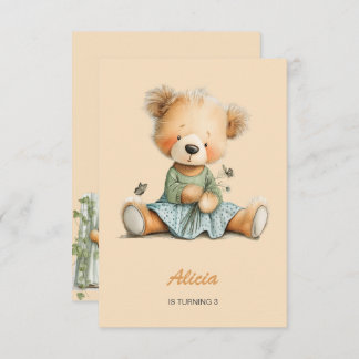 Niedliche Fluffy Teddy Bär Geburtstagseinladung Einladung