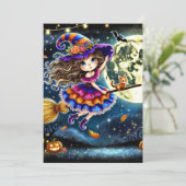 Niedliche Flügeldrappe Halloween Einladung (Stehend Vorderseite)