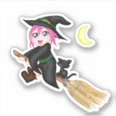 Niedliche Flügelhexe Aufkleber (Vorderseite)