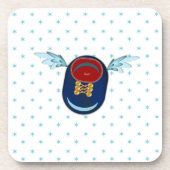 Niedliche Flügelschuh-Cartoon & Sterne Getränkeuntersetzer (Vorderseite)