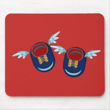 Niedliche Flügelschuhe in blau und rot