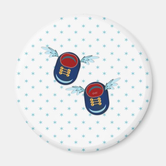 Niedliche Fluggeflügge kleine Schuhe in blau & rot Magnet (Vorne)