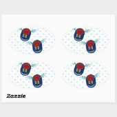 Niedliche Fluggeflügge kleine Schuhe in blau & rot Ovaler Aufkleber (Blatt)